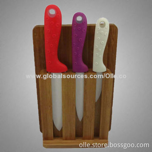Ceramic Knife Set with Bamboo Block